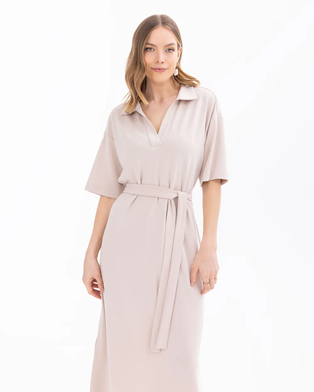 Belted Short Sleeve Dress