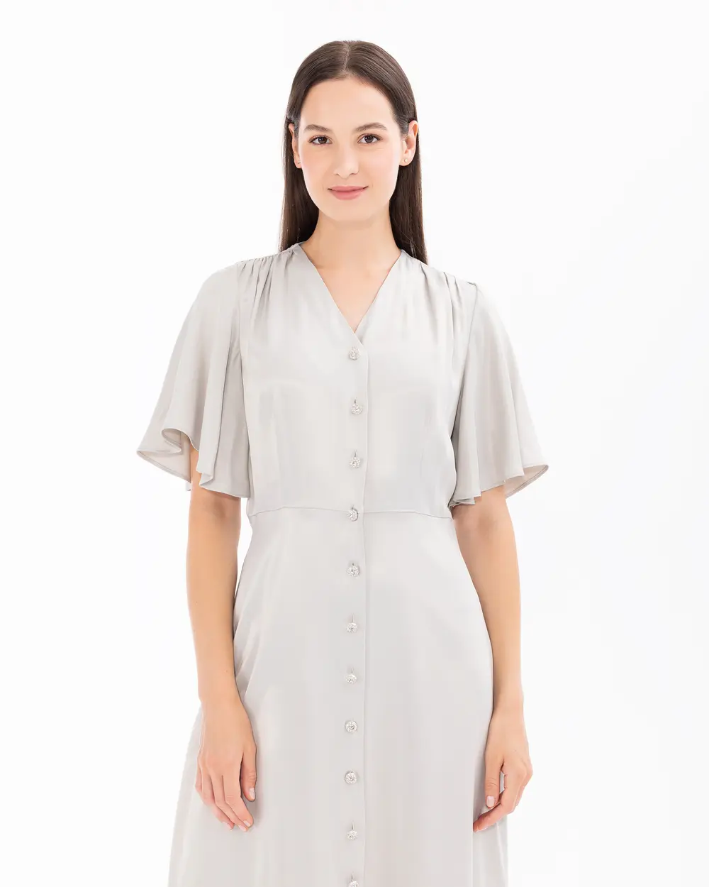 Short Sleeve Dress with Button Detail