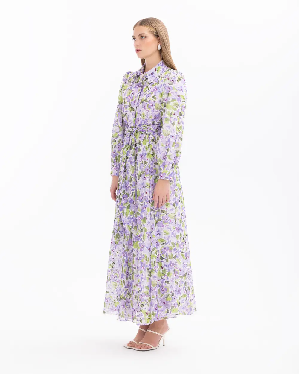 Flower Patterned Long Sleeve Dress