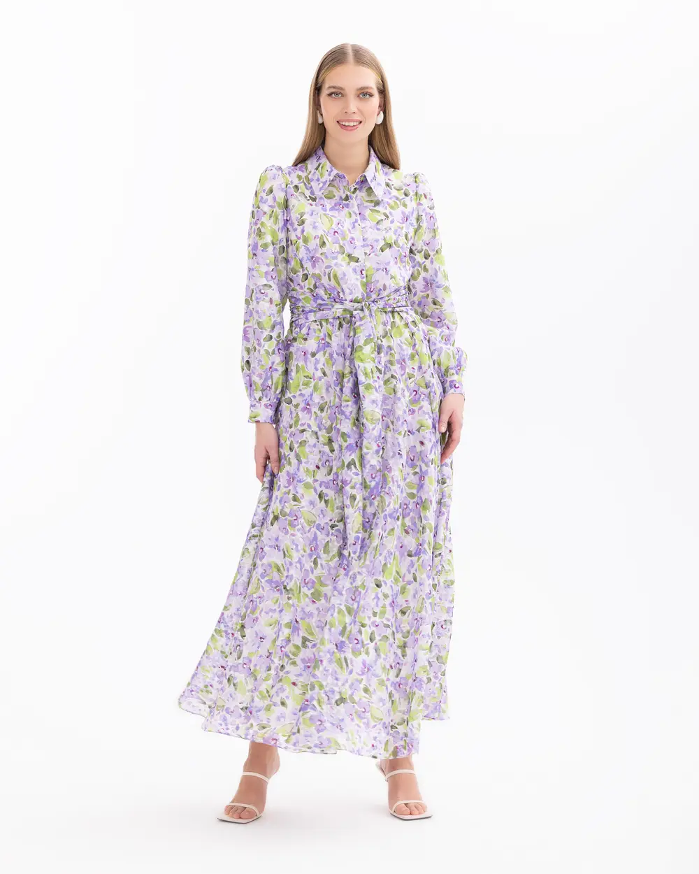 Flower Patterned Long Sleeve Dress