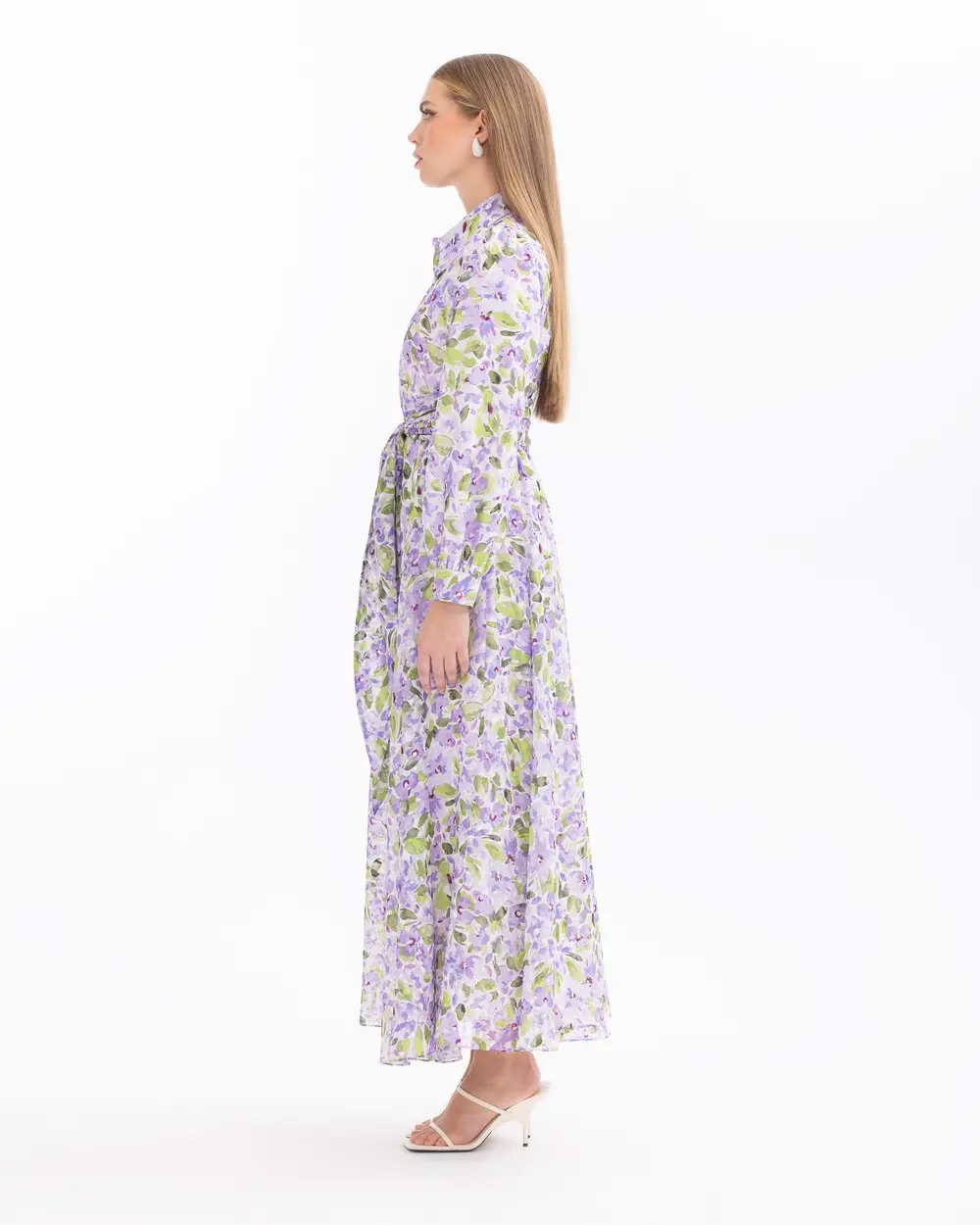 Flower Patterned Long Sleeve Dress