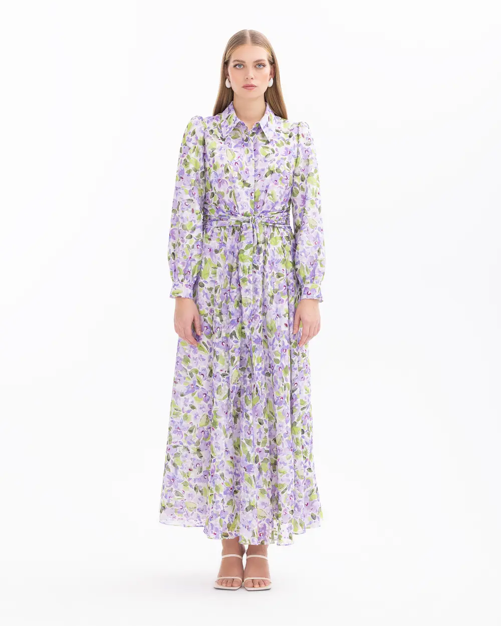 Flower Patterned Long Sleeve Dress