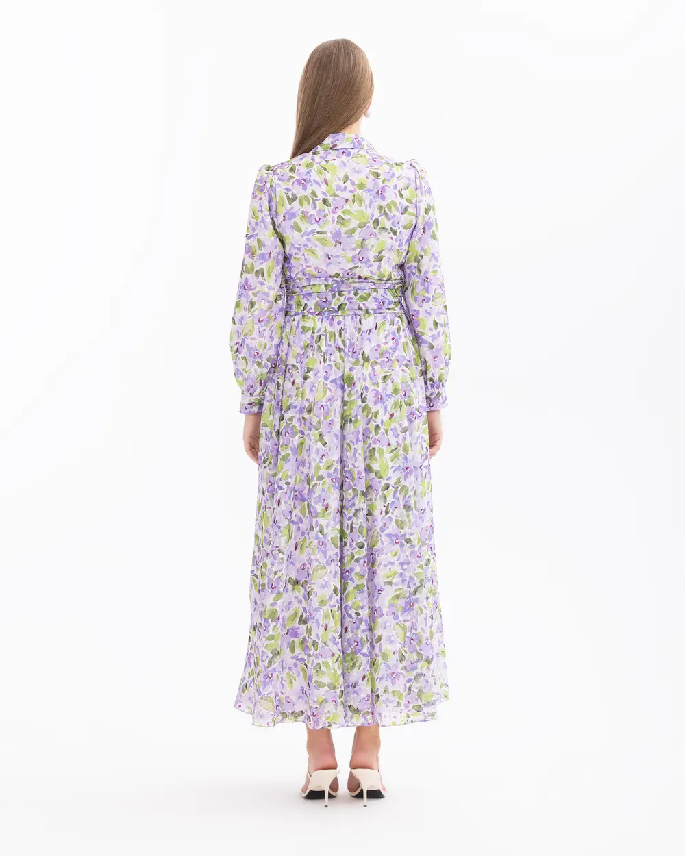 Flower Patterned Long Sleeve Dress