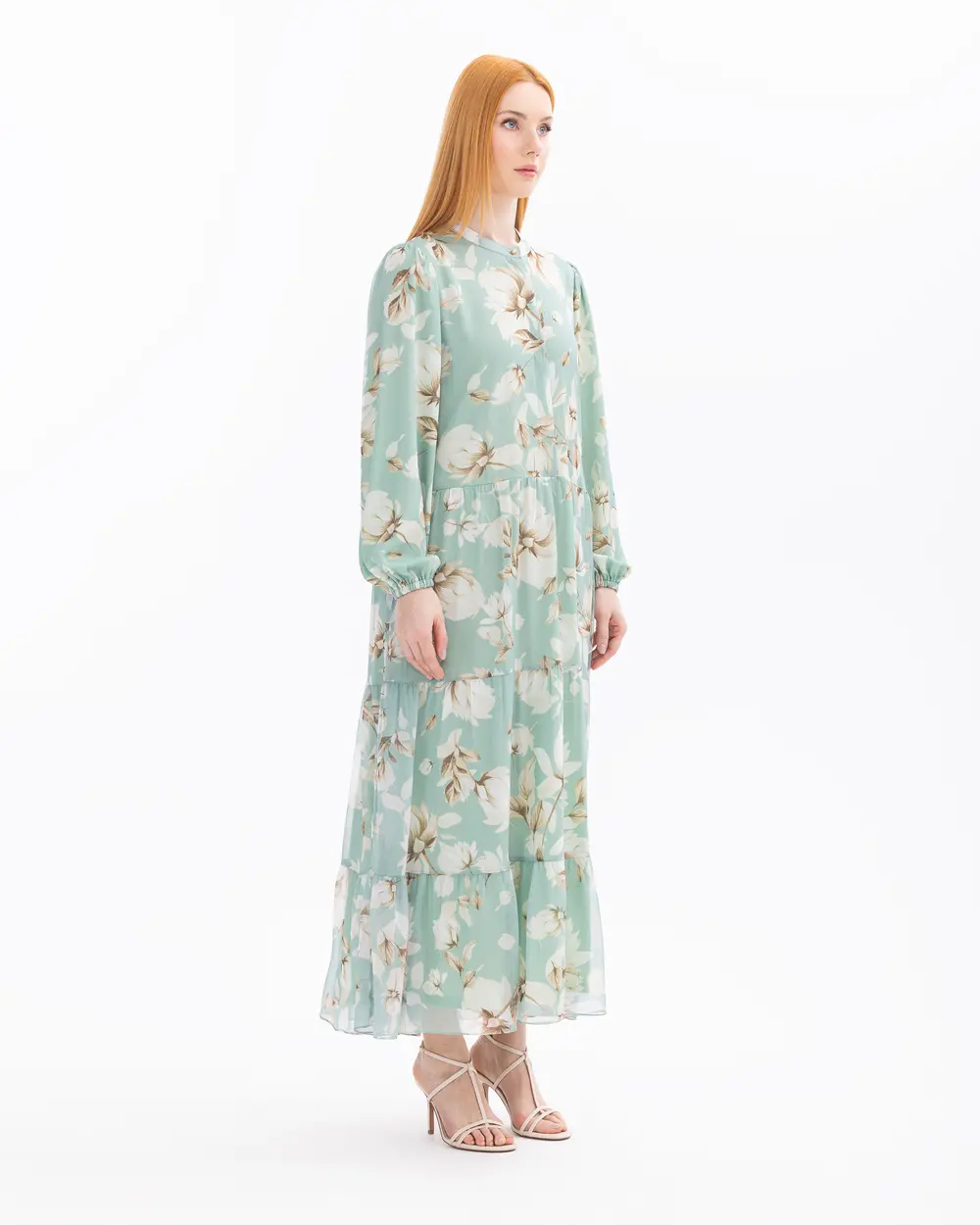 Flower Patterned Knee-length Dress