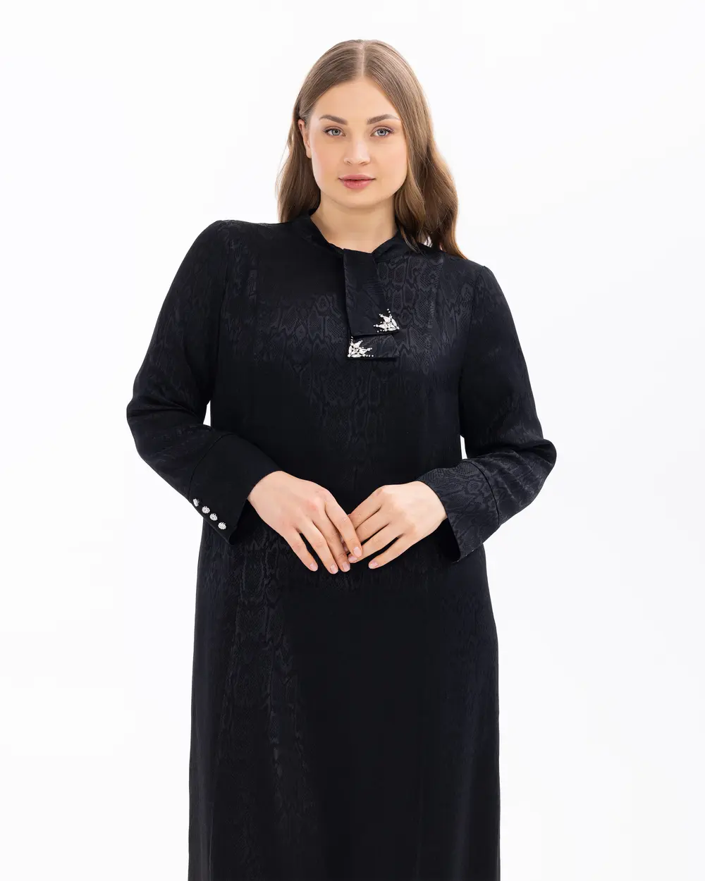 Plus Size Patterned Collared Dress