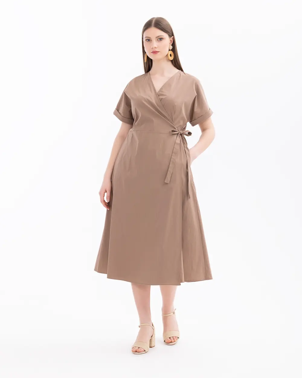 Plus Size Double-Breasted Collar Short Sleeve Dress