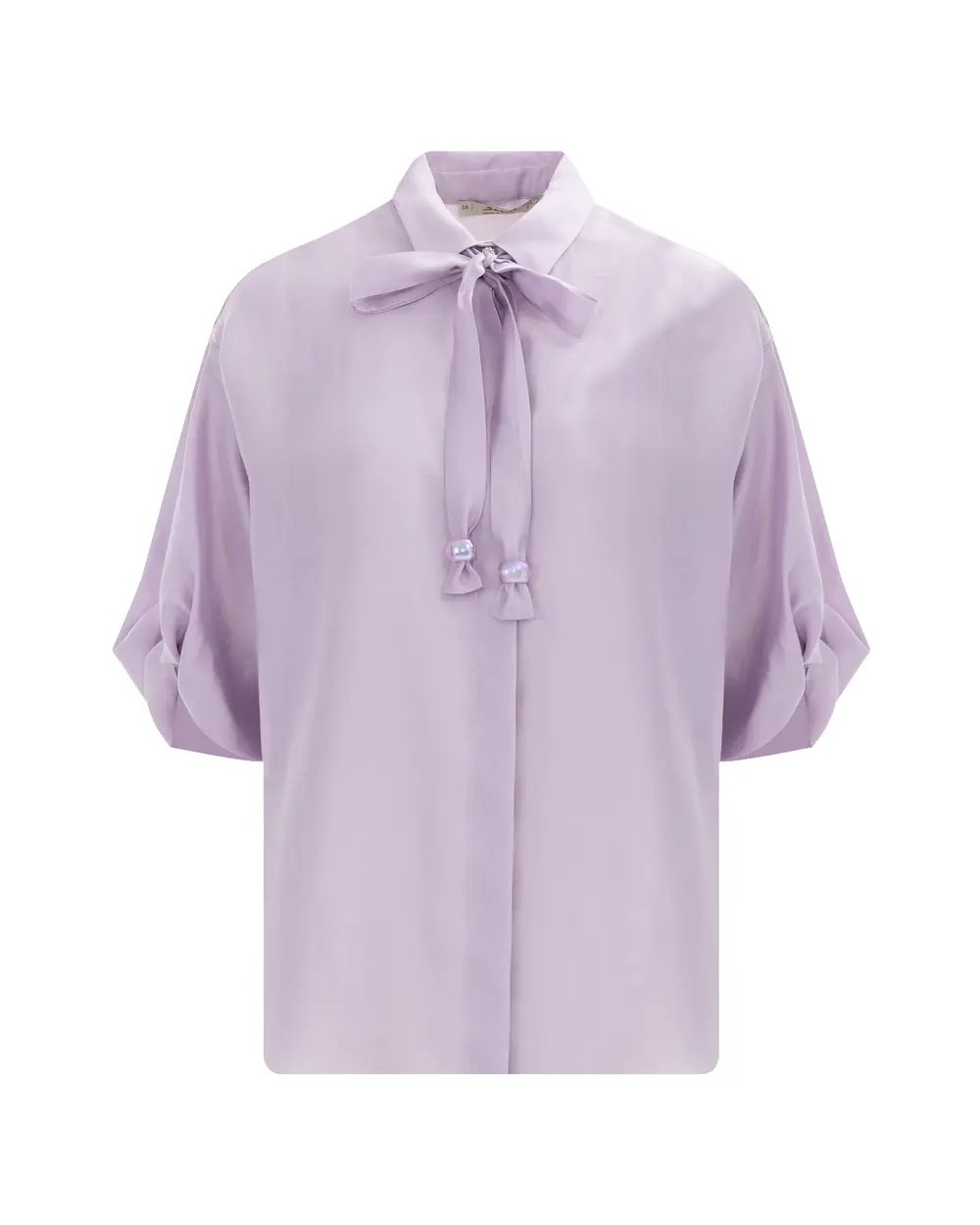 Buttoned Shirt with Collar Tie Detail