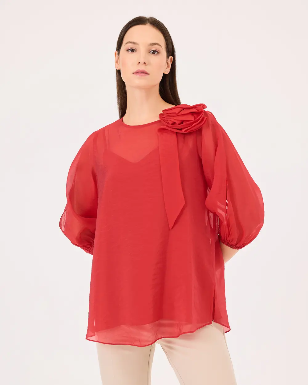 Zero Collar Double Fabric Shirt