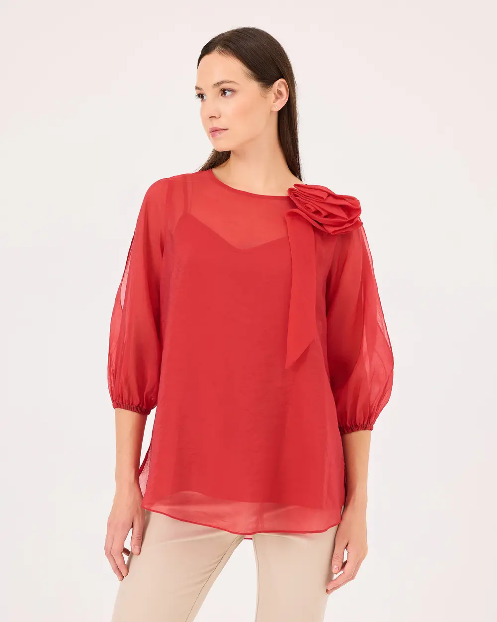 Zero Collar Double Fabric Shirt