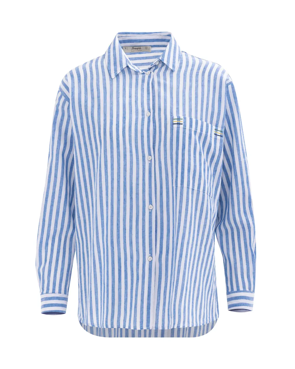 Striped Pocket Detailed Long Sleeve Shirt