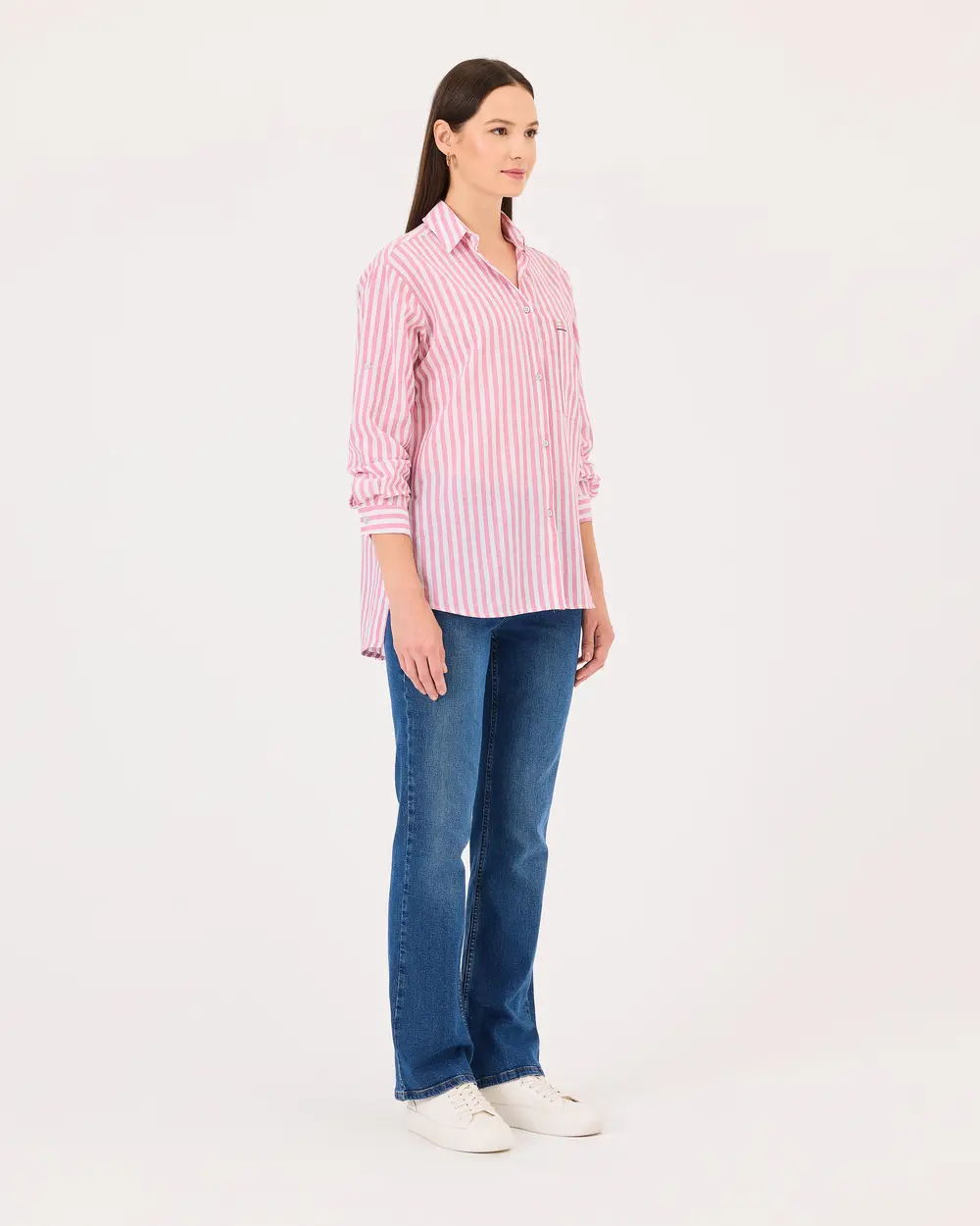 Striped Pocket Detailed Long Sleeve Shirt