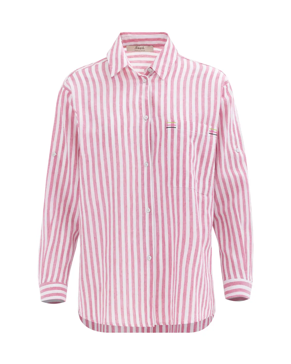 Striped Pocket Detailed Long Sleeve Shirt