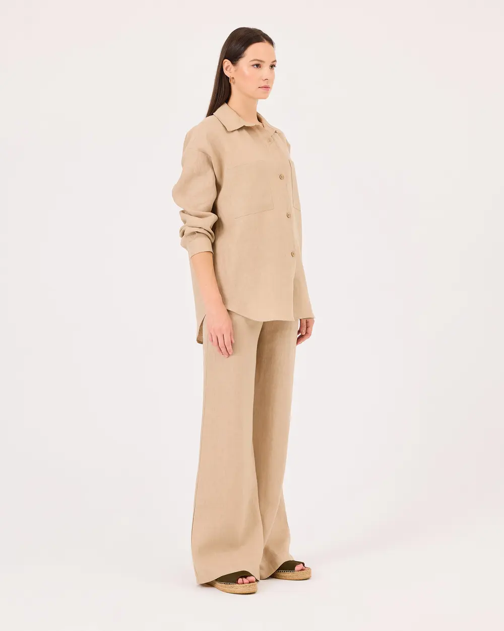 Buttoned Long Sleeve Linen Shirt