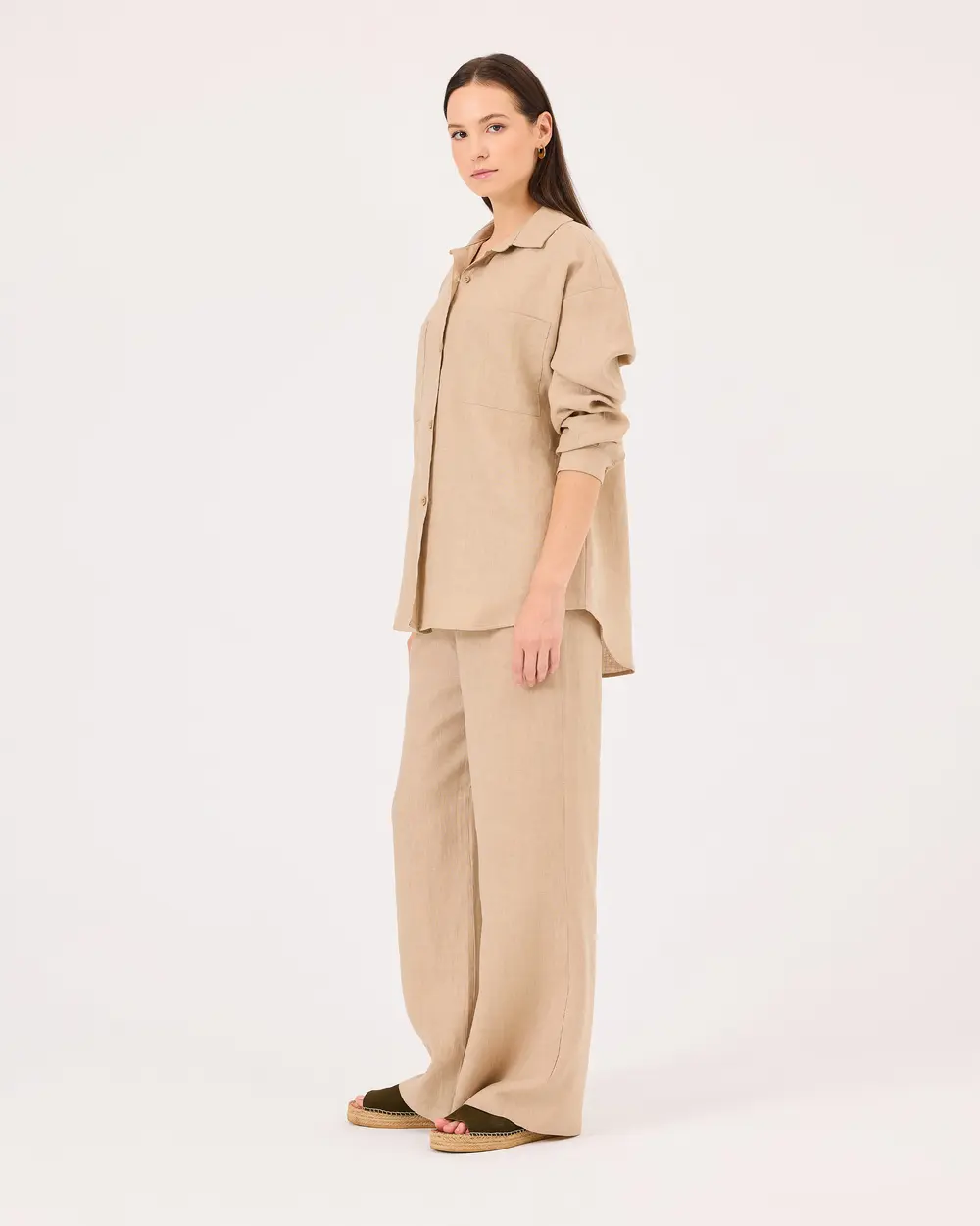 Buttoned Long Sleeve Linen Shirt