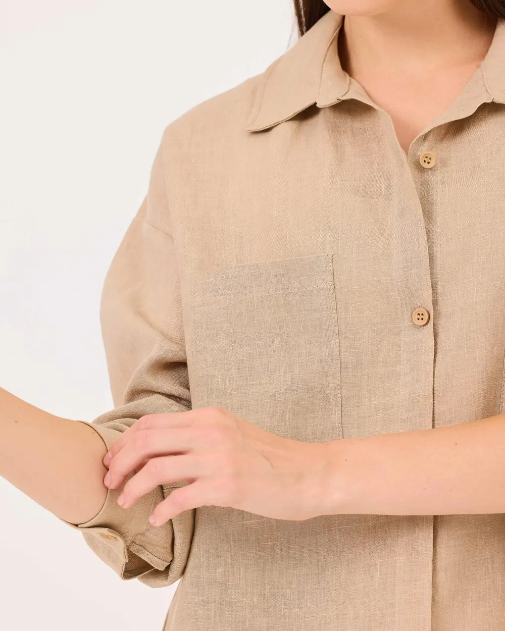 Buttoned Long Sleeve Linen Shirt