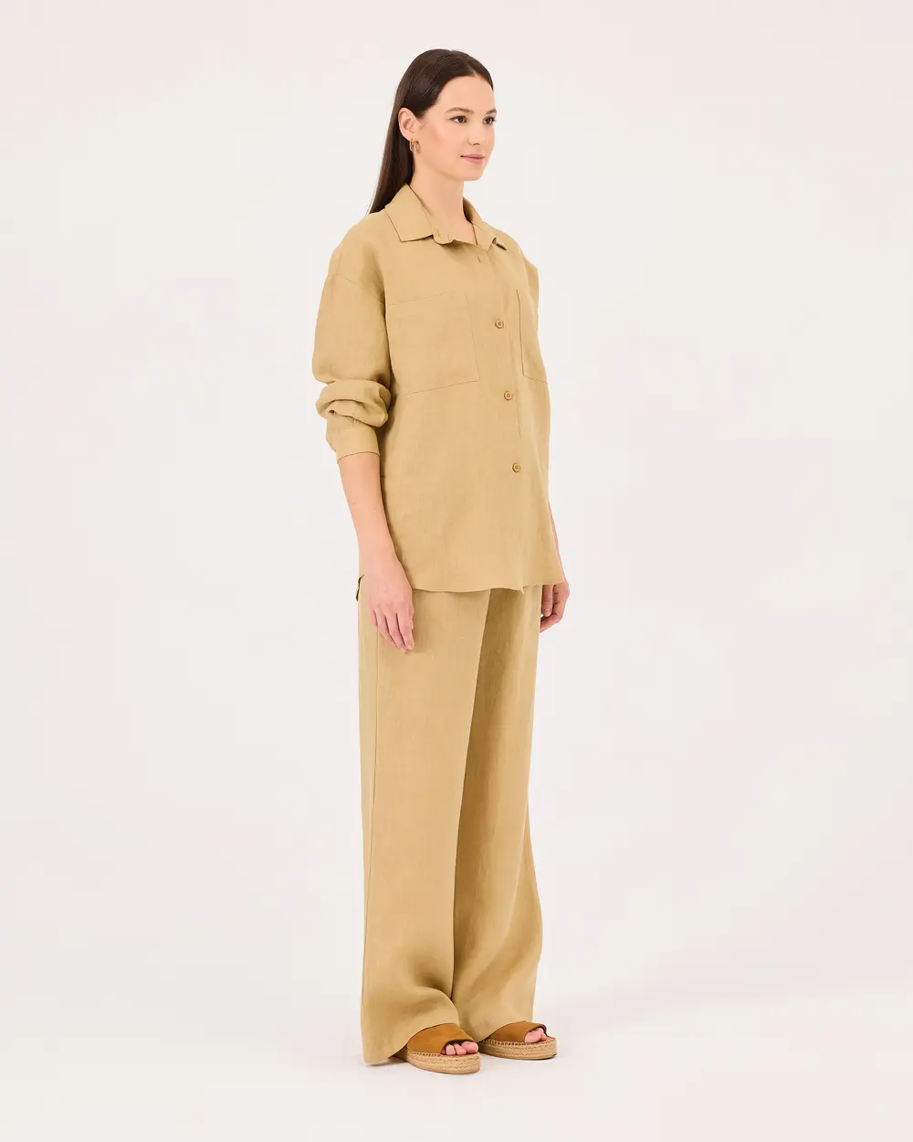 Buttoned Long Sleeve Linen Shirt