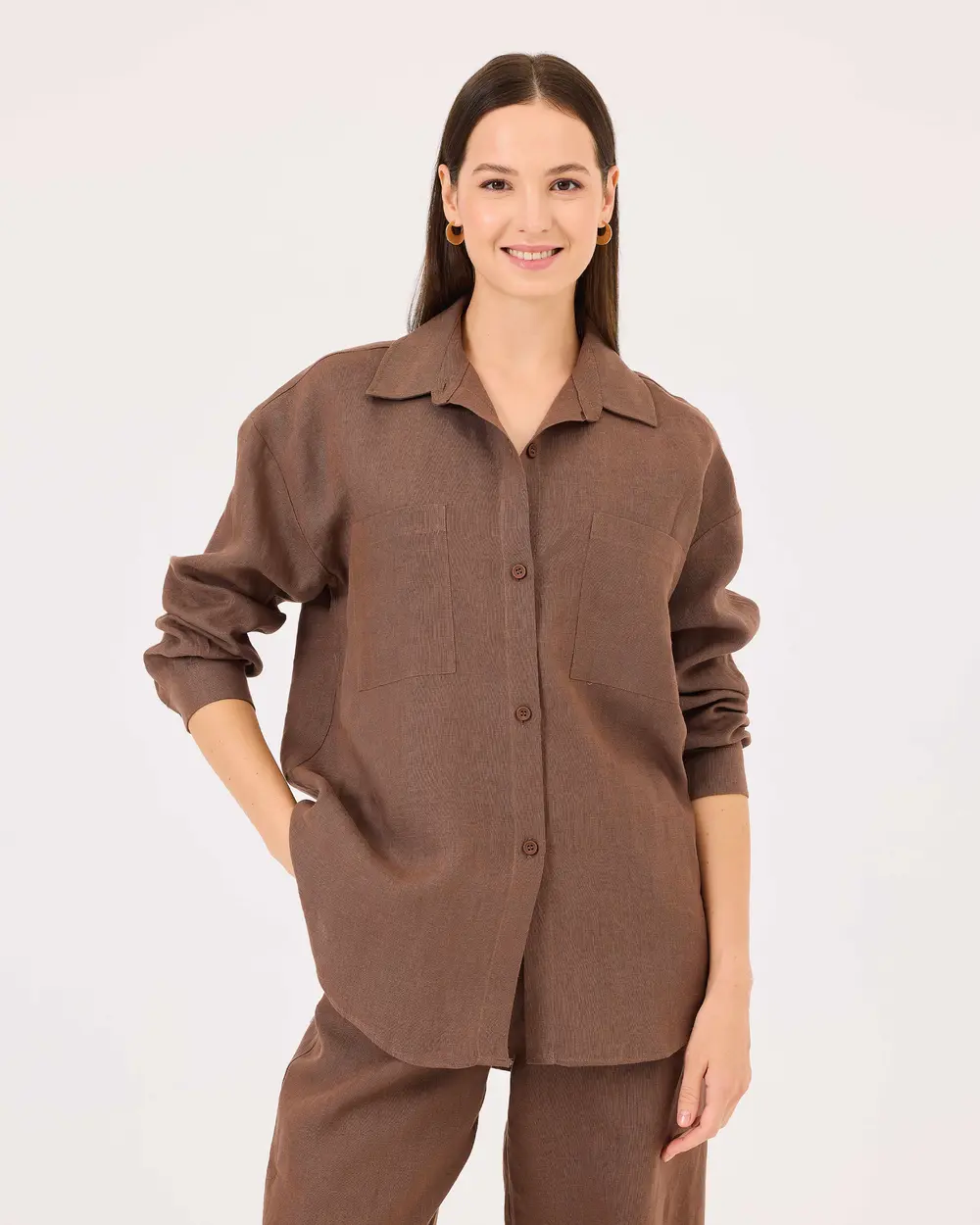 Buttoned Long Sleeve Linen Shirt