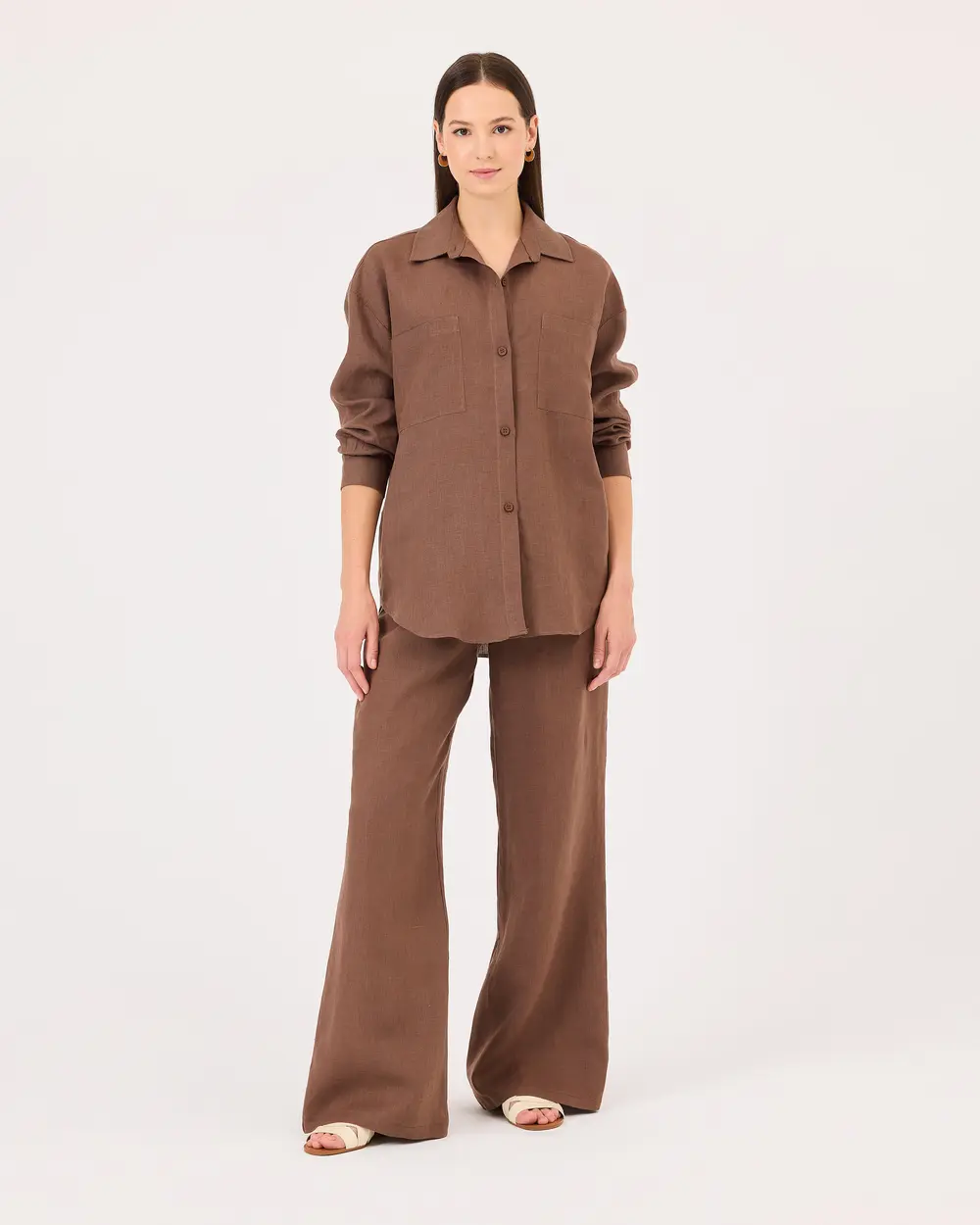 Buttoned Long Sleeve Linen Shirt