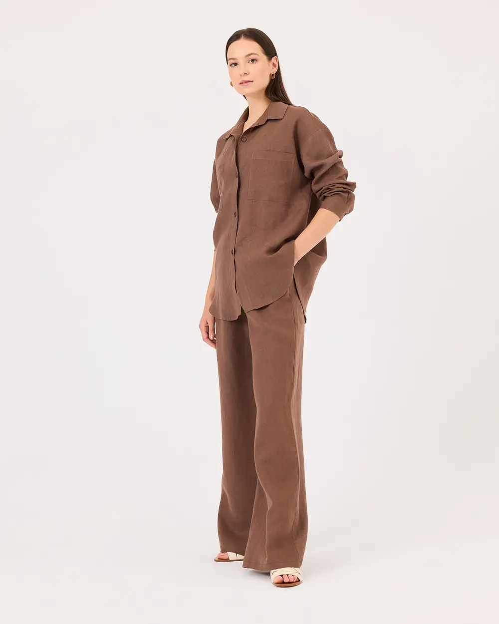 Buttoned Long Sleeve Linen Shirt