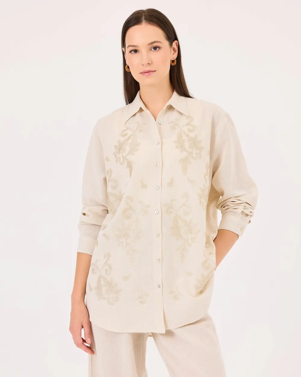 Embroidered Long Sleeve Shirt