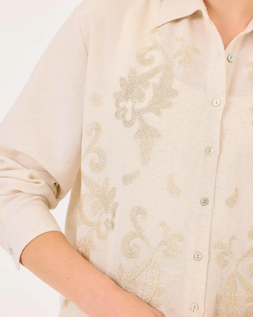 Embroidered Long Sleeve Shirt