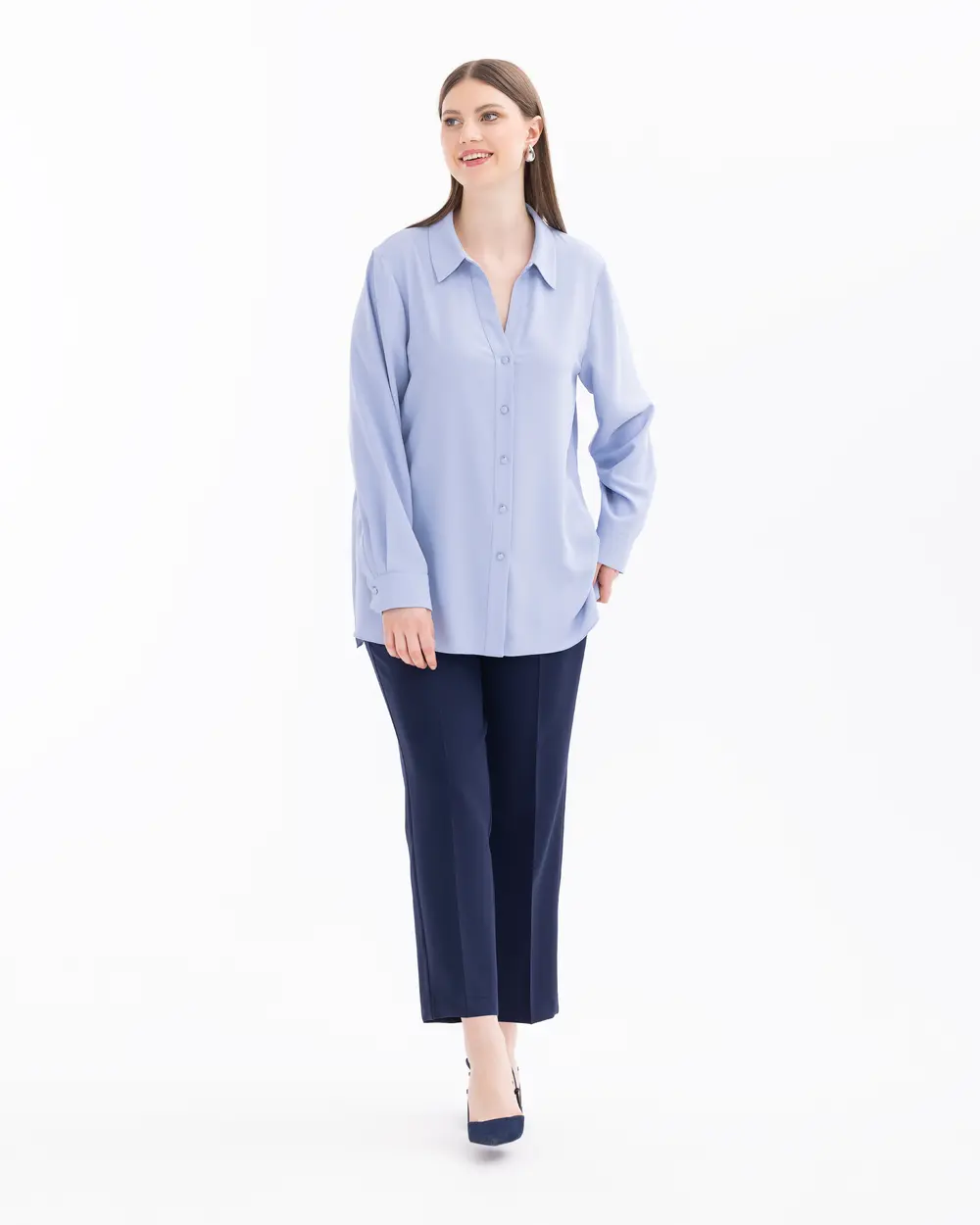 Plus Size Buttoned Long Sleeve Shirt