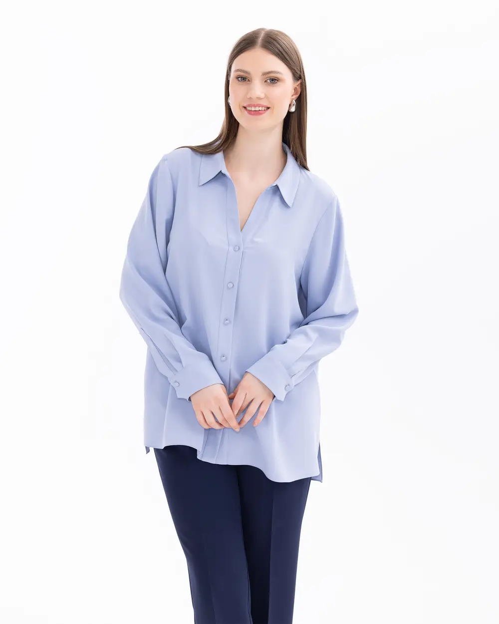 Plus Size Buttoned Long Sleeve Shirt