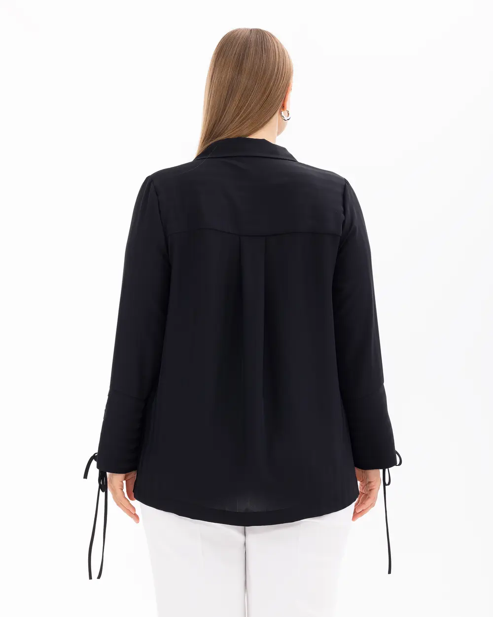 Plus Size Buttoned Shirt with Sleeve Detail