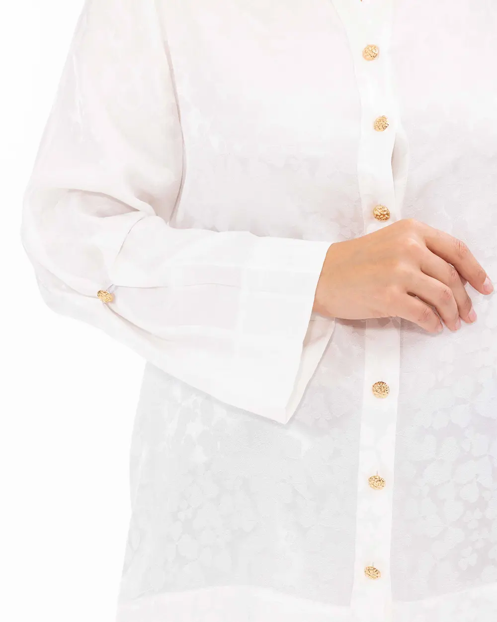 Plus Size Buttoned Sleeve Detailed Shirt