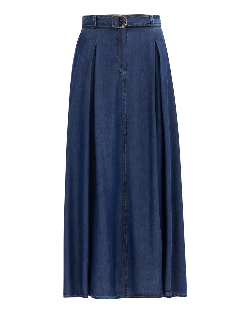 Midi Length Jean Skirt with Pockets