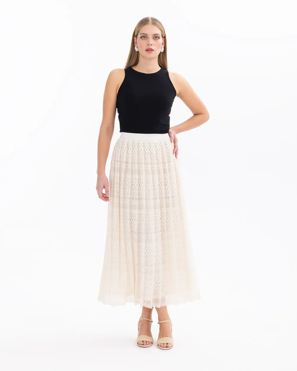 Pleated Lace Skirt