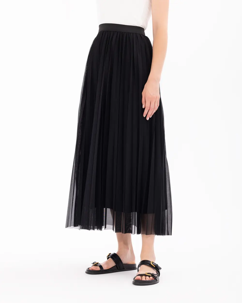 Pleated Lined Tulle Skirt