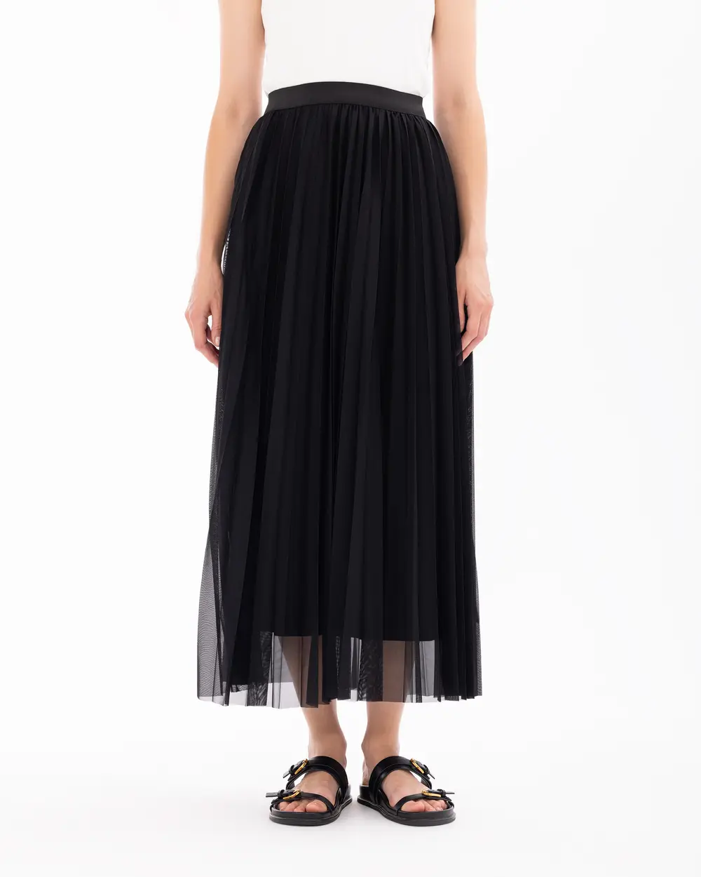 Pleated Lined Tulle Skirt