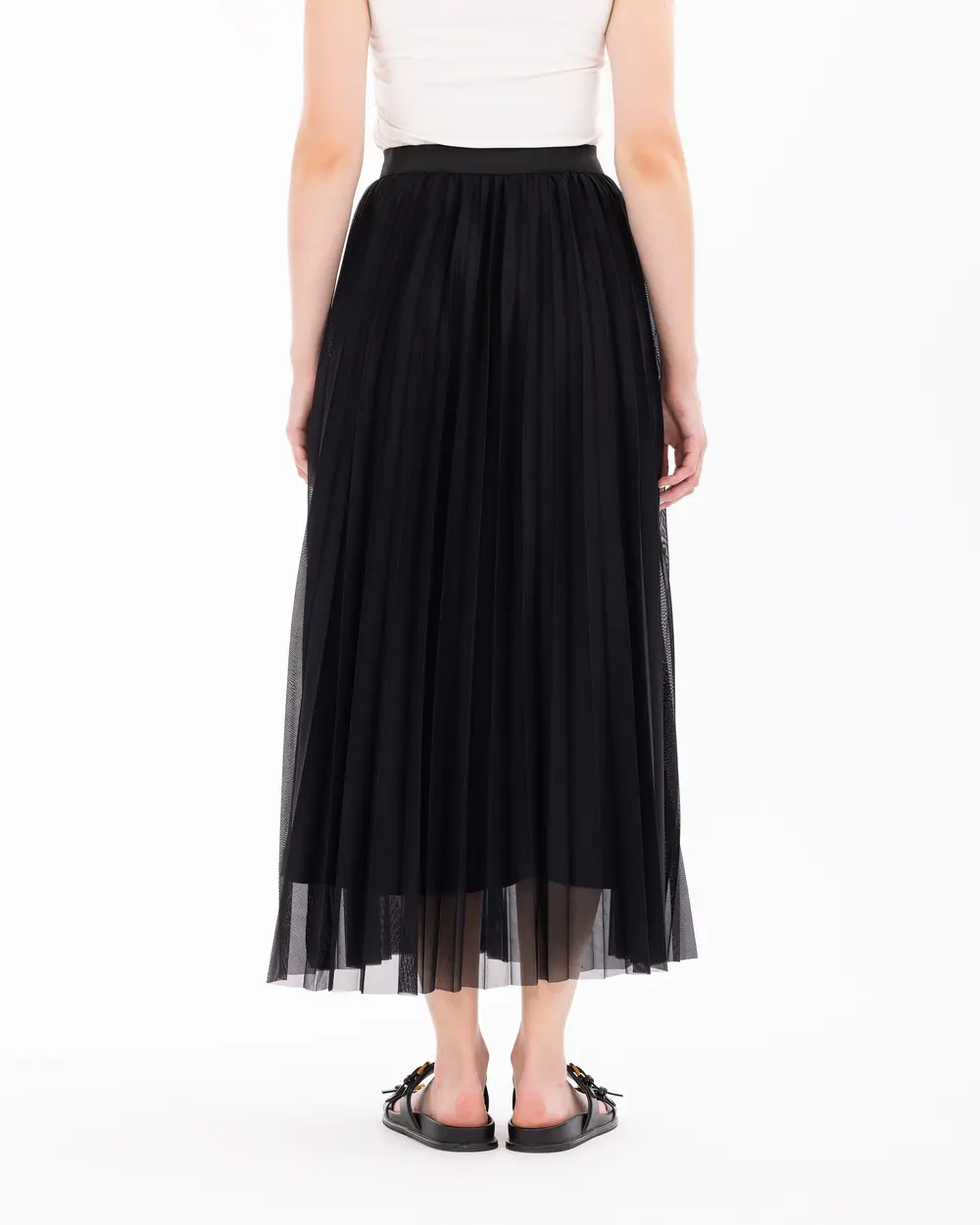 Pleated Lined Tulle Skirt