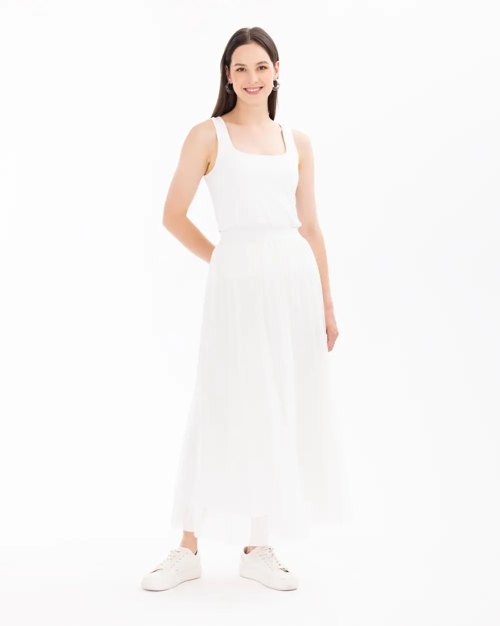 Pleated Lined Tulle Skirt