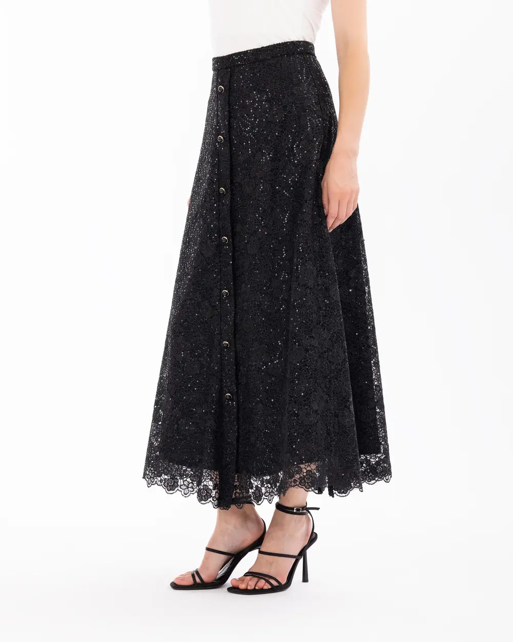 Sequin High Waist Lace Elegant Skirt