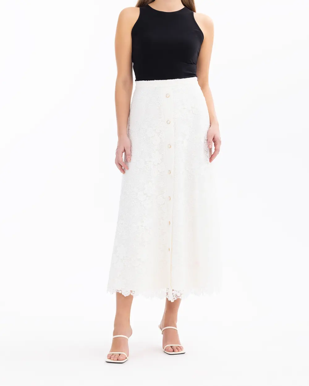 Sequin High Waist Lace Elegant Skirt