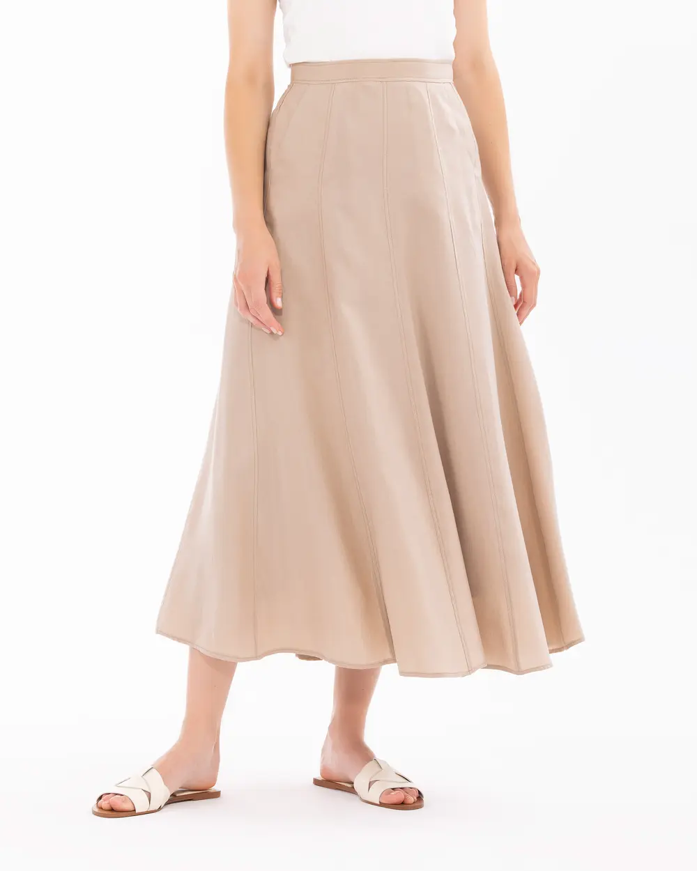 High Waist Flared Skirt with Pockets