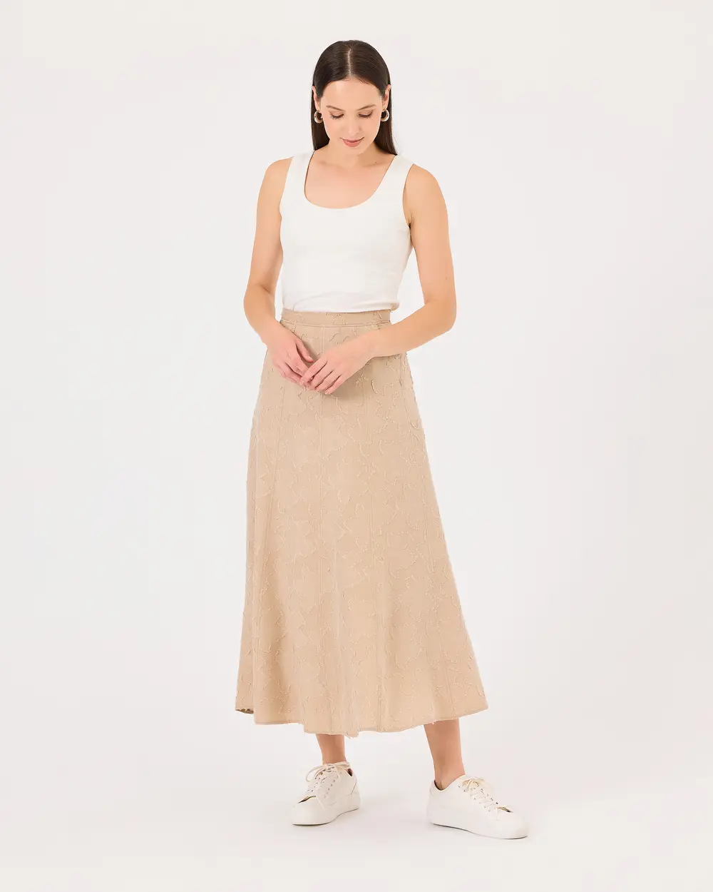 High Waist Flared Skirt with Pockets