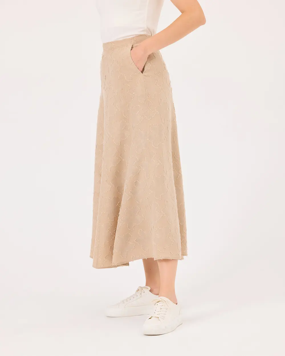 High Waist Flared Skirt with Pockets