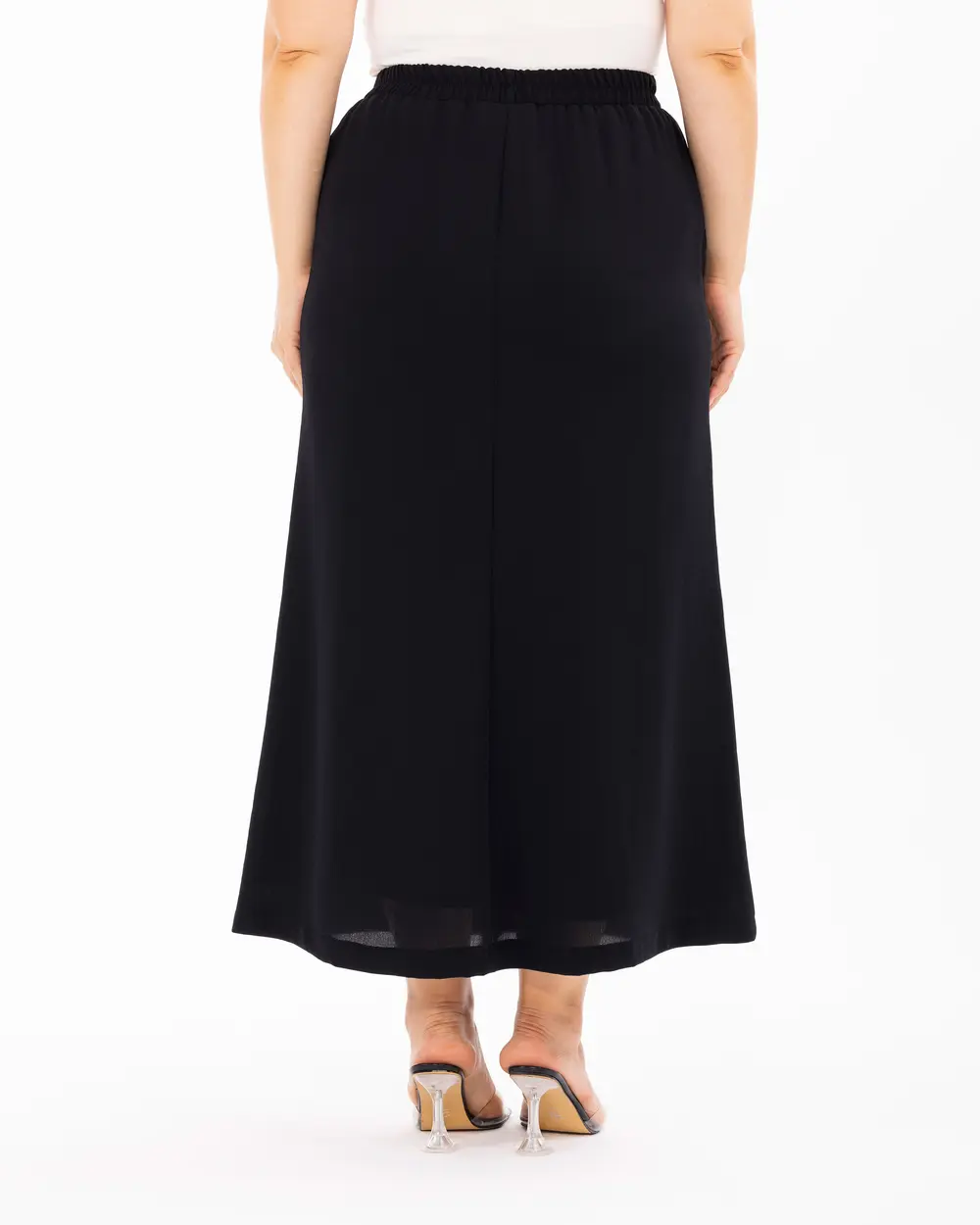 Plus Size Elastic Waist Pocket Skirt