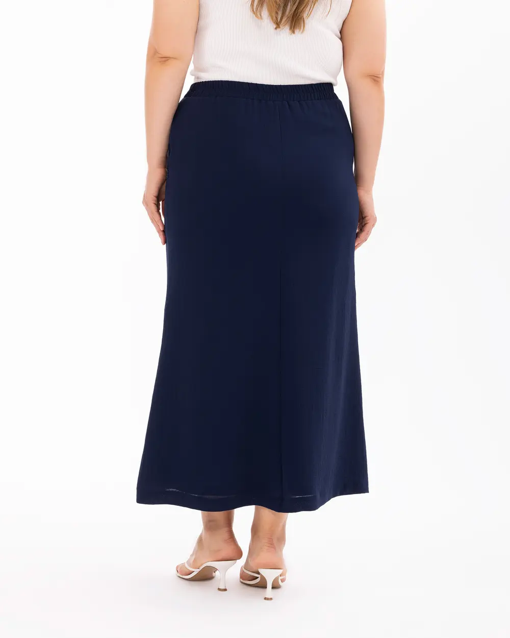 Plus Size Elastic Waist Pocket Skirt