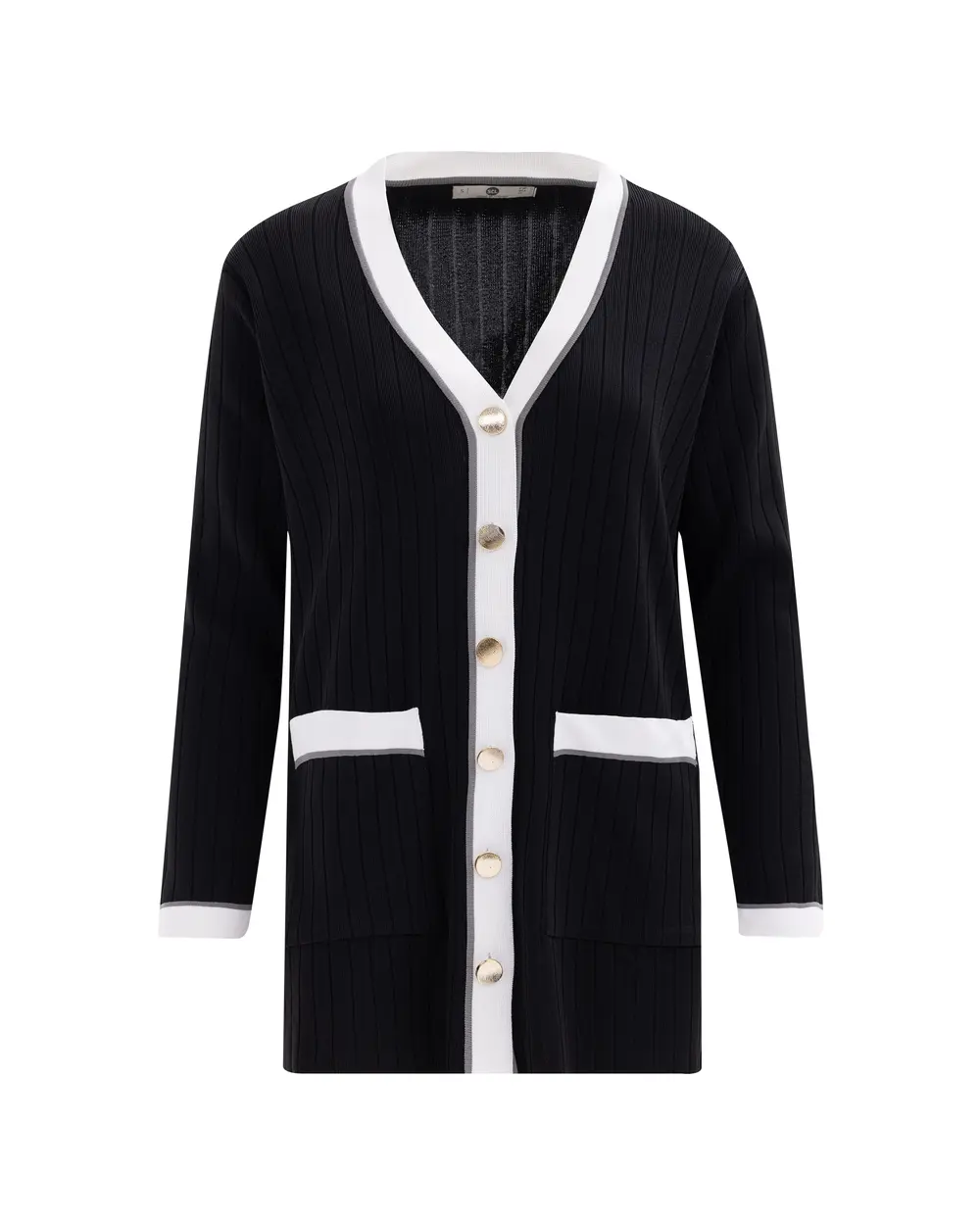 V-Neck Buttoned Pocket Detailed Sweater Cardigan