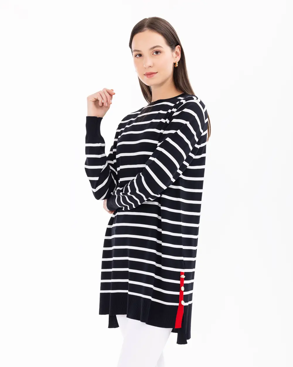 Line Patterned Sweater Tunic