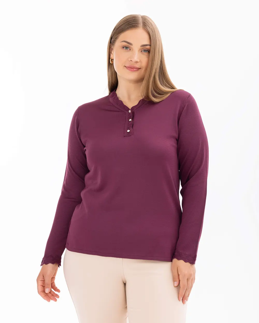 Plus Size V Neck Long Sleeve Sweater