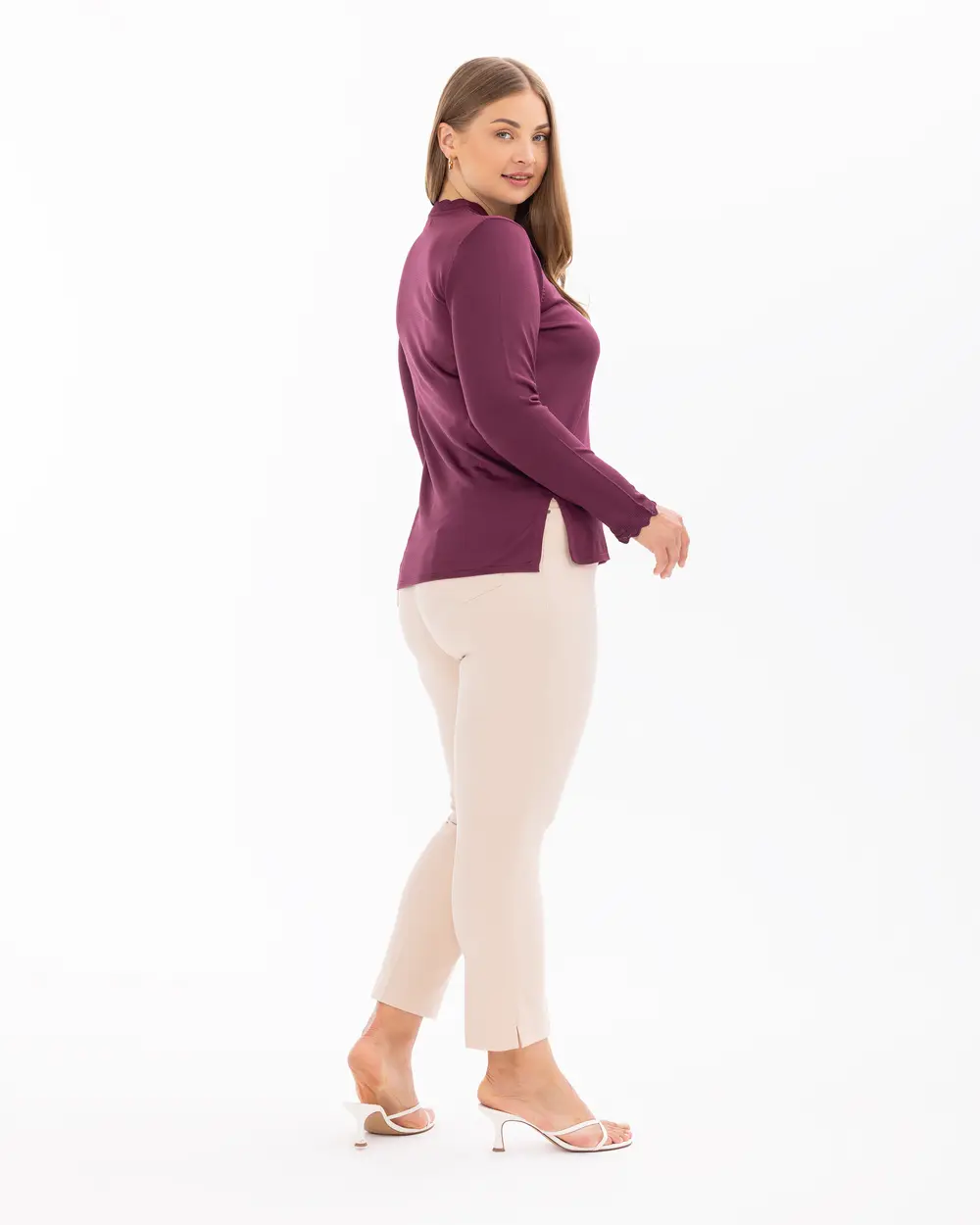 Plus Size V Neck Long Sleeve Sweater