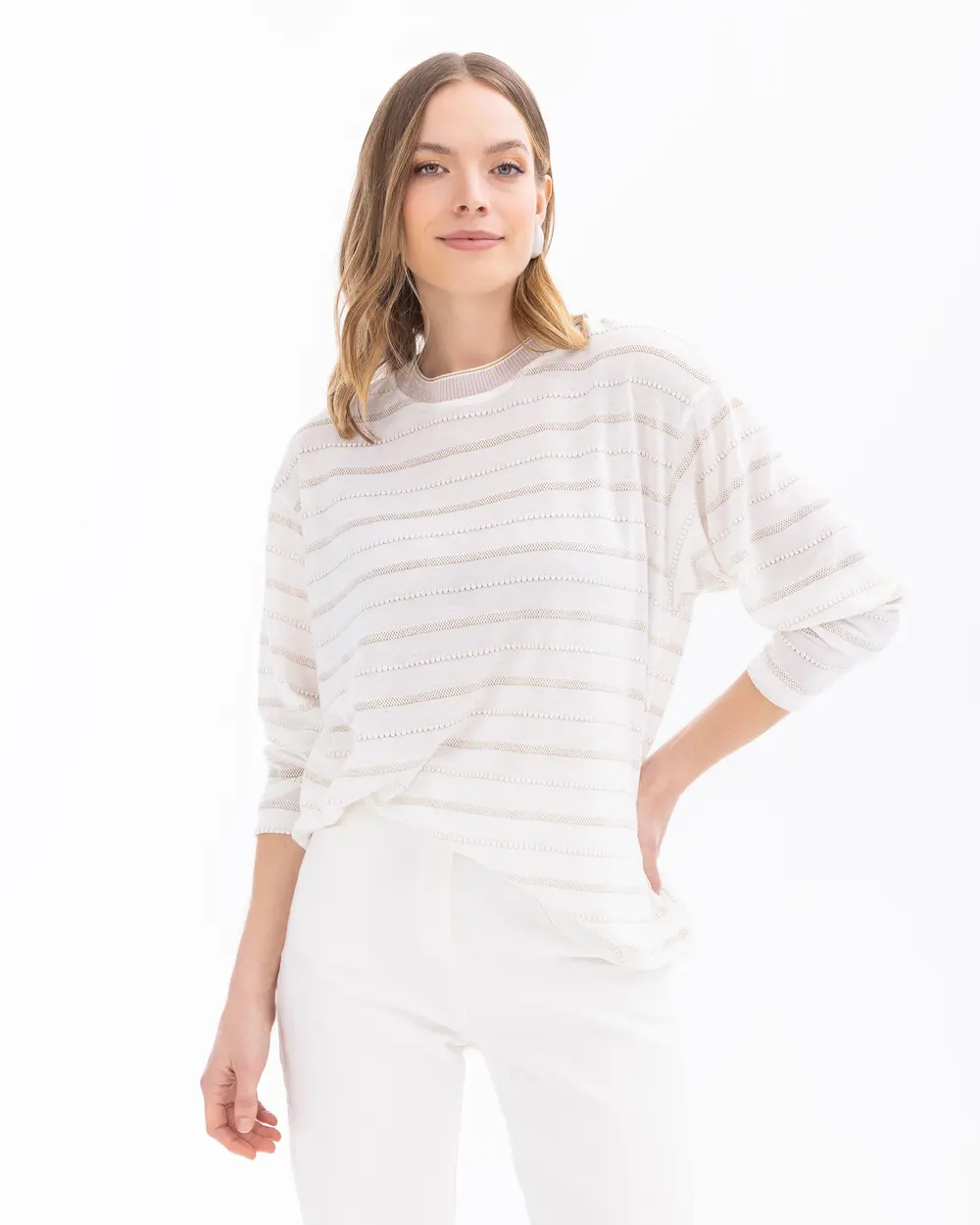 Round Neck Double Fabric Sweatshirt