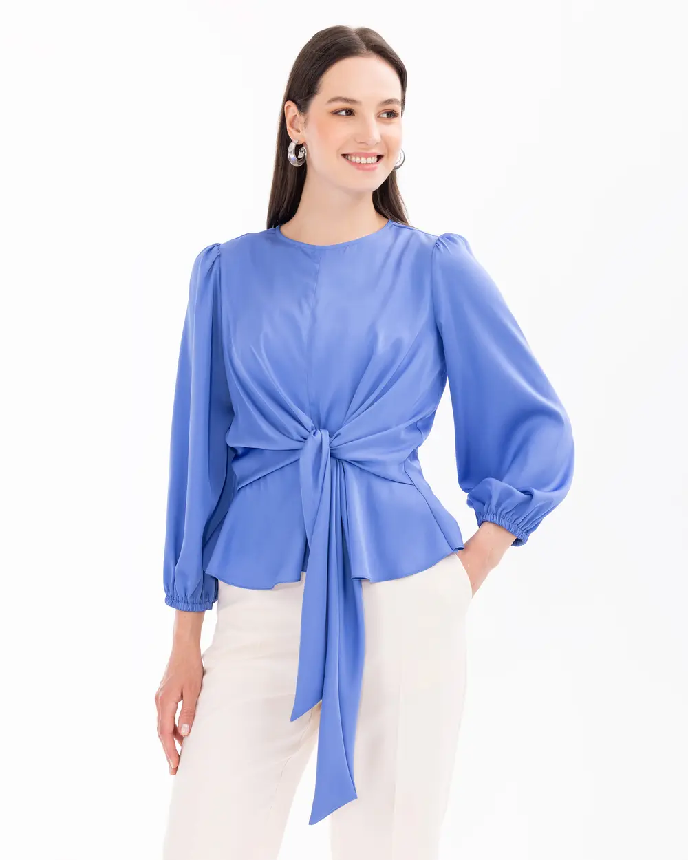 Round Neck Tie Blouse