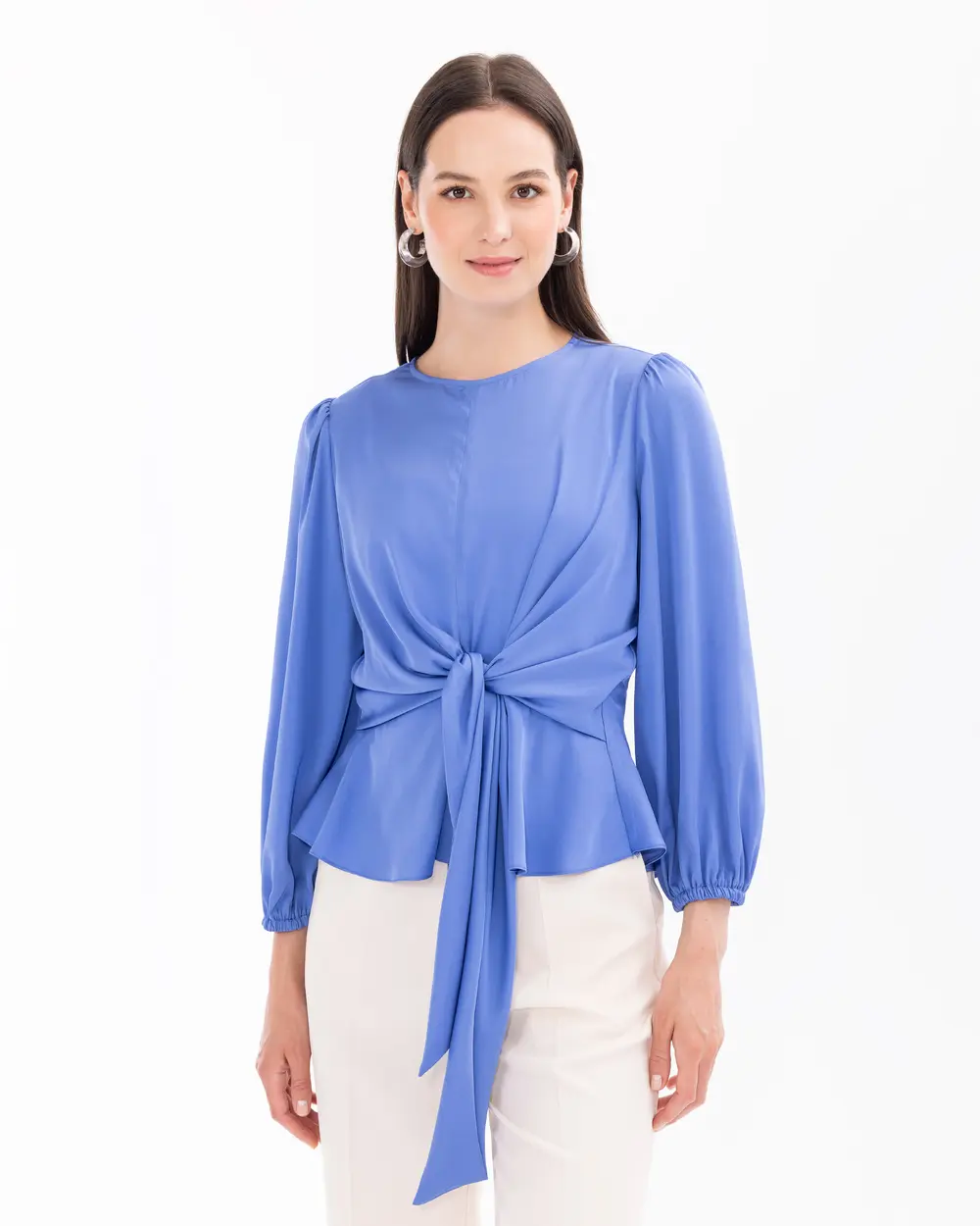 Round Neck Tie Blouse