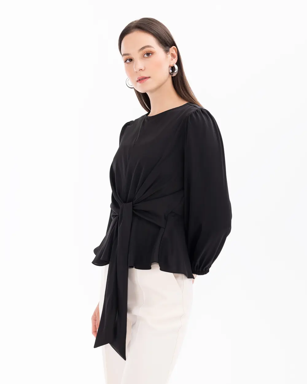 Round Neck Tie Blouse